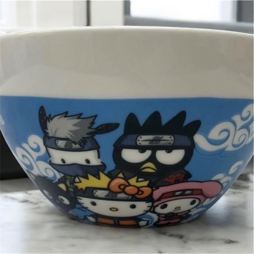 Hello Kitty Naruto Shippuden x Ceramic Ramen Bowl with Chopsticks NEW IN BOX